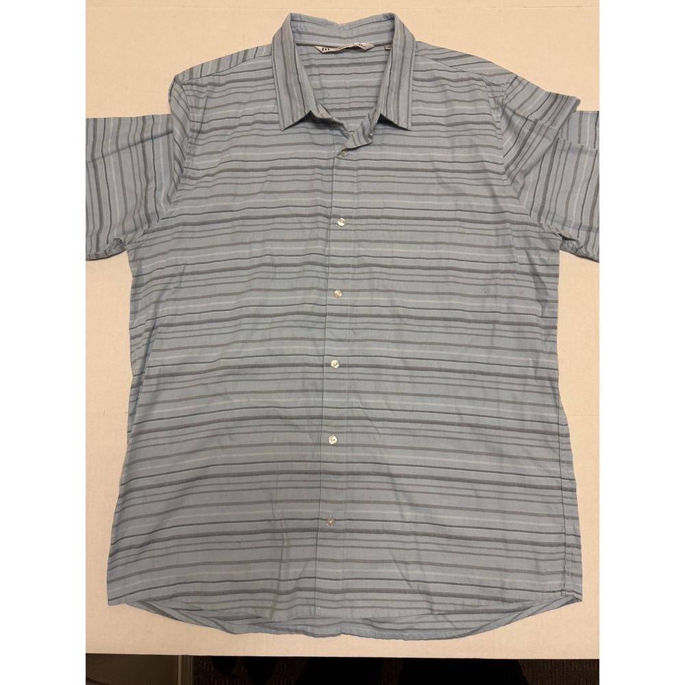 travis matthew golf vertical striped ss button up shirt, men's xxl